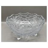 Antique EAPG Indiana Glass Rayed Flowers Footed