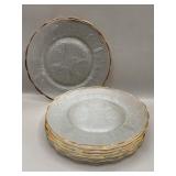 Vintage Jeanette 'Harp' Gold Rimmed Dessert Plat
