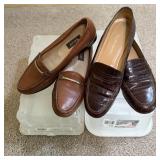 Sz 6/7 Ladies Bally Ralph Lauren Leather Loafters
