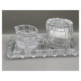3pc Vintage Brilliant Cut Crystal Cream & Sugar w