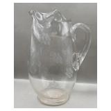 VIntage Etched Glass Iced Tea Pitcher