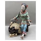Chinese Wucai Porcelain Femme Figurine Statue
