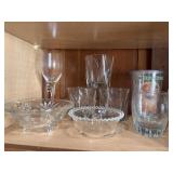 Shelf of Assorted Glassware Bowls Glasses