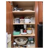 Cabinet of Vintage KItchen Mugs, Cyrstal, Nut