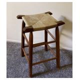 Rush Seat Wooden Stool Chair