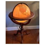 Vintage Illuminated Floor Globe w Wood Stand