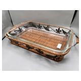 Wicker & Metal Pyrex Holder & Baking Dish