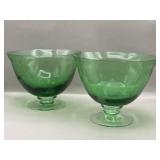 Green Glass w Frosted Snowflake Centerpiece Bowls