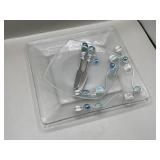 Beaded & Wire Accented Glass Plates, Cheese Knife