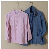 Sz XL Linen Mandarin Blouse, 2pc 100% Cotton