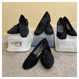 Sz 6/7 Ladies Vintage Black Shoes Heels Flats