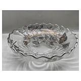 Silver Overlay on Glass Mid Century Bowl