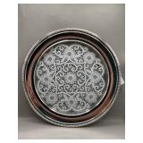 Vintage Silverplate Tray w Encased Belgian Doily