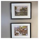 Asian Fishing Village Scene Framed Wall Art