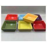 Set of 7 Multicolored Ceramic Sauce Dishes Plates