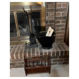 Fireplace Tool Set, Coal Bucket, Magazine Rack