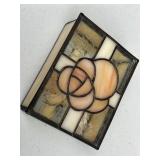 Slag Glass Rose Trinket Jewelry Box Stash Box