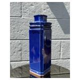 Lidded Tall Cobalt Blue Ceramic Vase