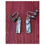 Inlaid Abalone in Sterling Silver Clipon Earrings