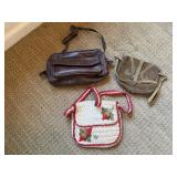 Trio of Vintage Purses Strawberries, Suede,
