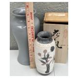 Pair of Vases, Curvy Grey, As-Is Japanese