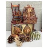 Autumn Fall Decor Ceramics, Doll Rocking Chair