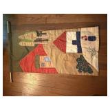 Handmade Quilted Wall Hanging Cabin Woods