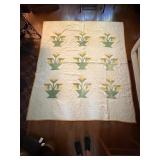 Handmade Tulip Motif Quilted Bedspread Machine