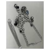 Bauble Bib Necklace, Vintage Multistrand Chain