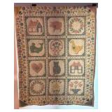 Handmade Quilt Cat Themed Quilted Blanket