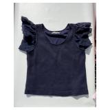 Sz S 209wst38 Ladies Navy Blue Flutter Blouse