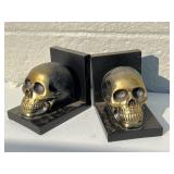 Pair of Goldtone Skull Bookends
