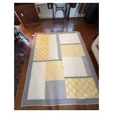 Yellow/Grey Color Block Machine Quilted Blanket
