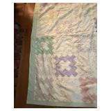 Pastel Squares Handmade Quilted Bedspread Machine