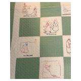 Hand Embroidered Biblical Motif Bedspread Quilt