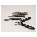Multitool and 3 pocket knives