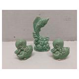 Vtg green ducks salt & pepper shakers set