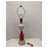 Aladdin Alacite Red and Cream Lamp, 1940s
