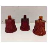 Lot of 3 red glass votive candle holders