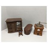 Group of wood decor items