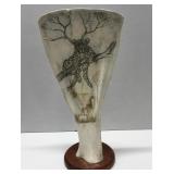 Scrimshaw Art Unsigned Leopard Resting in Tree