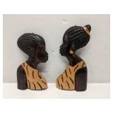 Pair of handcarved African art womon busts