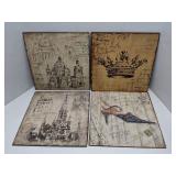 4 piece metal wall art set 12x12