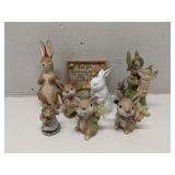 Group of bunny figures, some HomCo