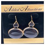 Hoop Drop Earrings Black in a Gold Tone Setting