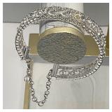 Napier Silver Tone Open Weave Crystal