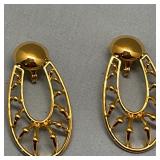 Signed Monet Large Gold Tone Openwork