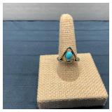 Silver Tone Southwestern Style Faux Turquoise Ring