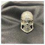 Spider-Man Skull Ring Silver Tone Metal Size 7