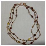 Handmade 3 Strand Brown Iridescent Beaded